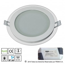 Serie L  Ø 16 cm 12 Watt con Borde de Cristal emisor de luz horizontal- Blanco Neutro